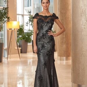 Elegant Black Lace Evening Gown